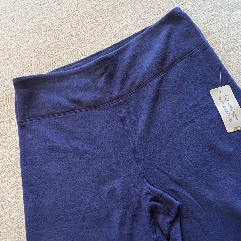 ClimateRight by Cuddl Duds Navy Blue Fleece Leggings Womens XL NWT Thermal Base